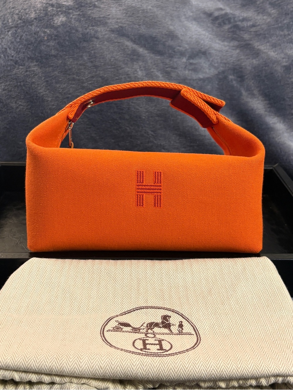 Hermes Orange Canvas Bride-a-Brac Bag with Embroidered H